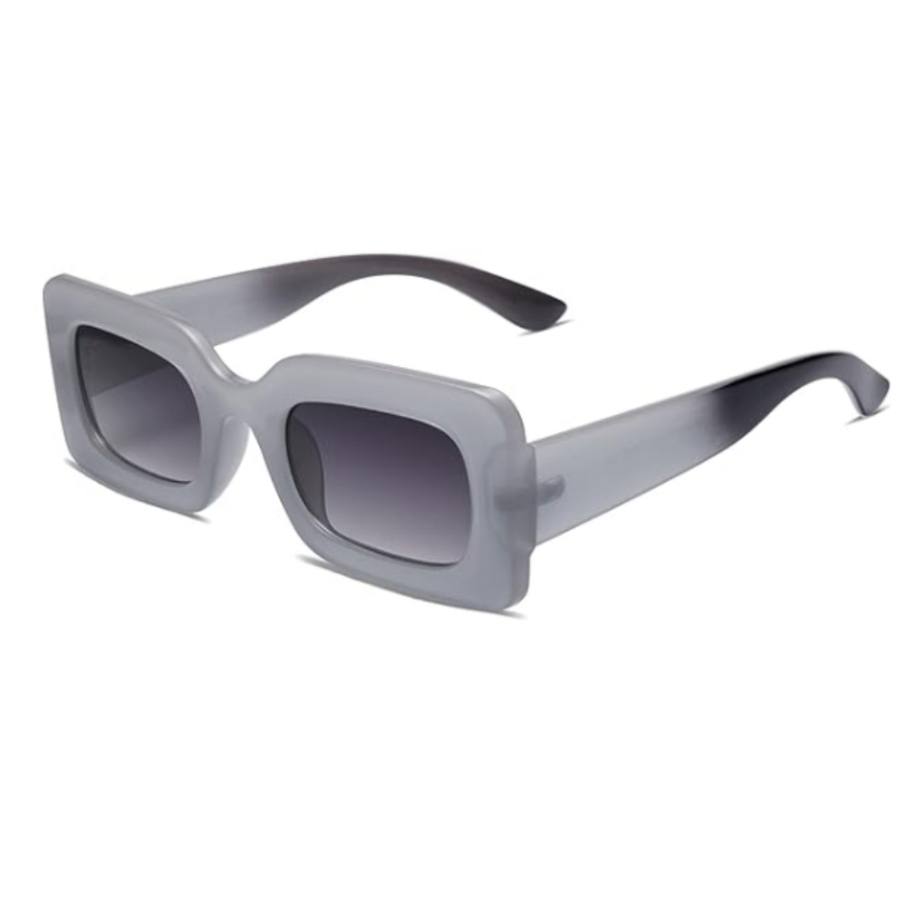 90s Nude Rectangle Trendy Chunky Sunglasses Gray